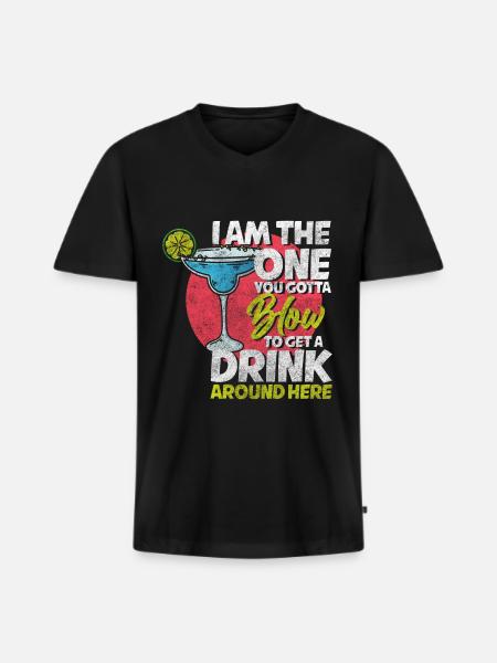 Bar Waiter Shaker Humor - Men's Premium Organic T-shirt with V-neck - black