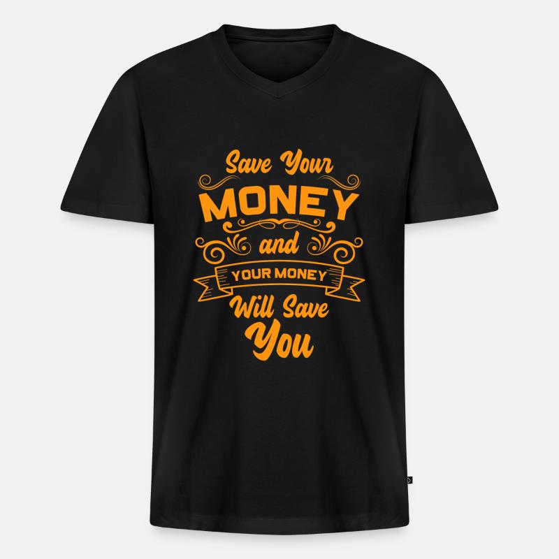 Reichtum Millionär Dollar - Männer Premium Bio T-Shirt mit V-Ausschnitt - Schwarz