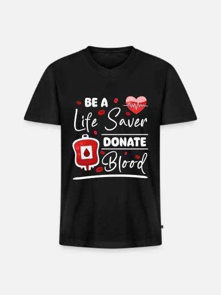 Blutspender Blut Blutgruppe - Männer Premium Bio T-Shirt mit V-Ausschnitt - Schwarz