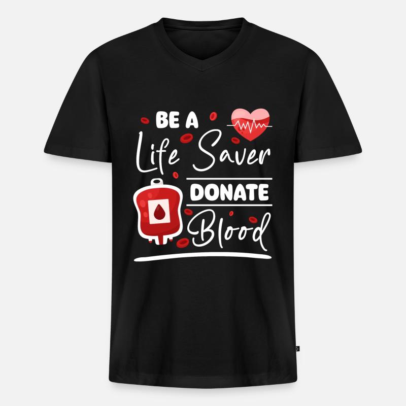 Blutspender Blut Blutgruppe - Männer Premium Bio T-Shirt mit V-Ausschnitt - Schwarz