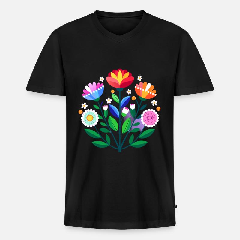 Subtile Bi Pride Blumen - Männer Premium Bio T-Shirt mit V-Ausschnitt - Schwarz