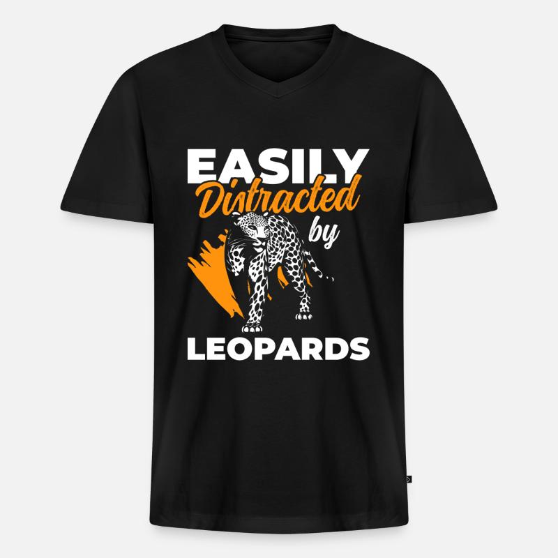 Leopard Jagd Großkatze Tier - Männer Premium Bio T-Shirt mit V-Ausschnitt - Schwarz