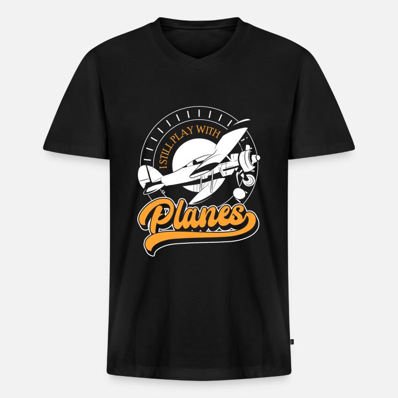 Modellflug Hobby Hobbypilot Testpilot - Männer Premium Bio T-Shirt mit V-Ausschnitt - Schwarz