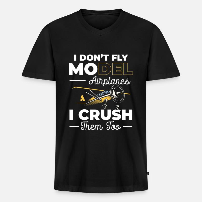 Modellflug Hobby Modellbau - Männer Premium Bio T-Shirt mit V-Ausschnitt - Schwarz