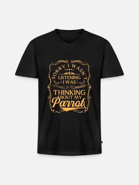 Macaw Parrot Tropics - Men's Premium Organic T-shirt with V-neck - black