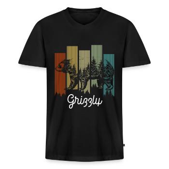 Wildnis Stärke Wald Berlin - Männer Premium Bio T-Shirt mit V-Ausschnitt - Schwarz - Vorne - Nico (187cm)