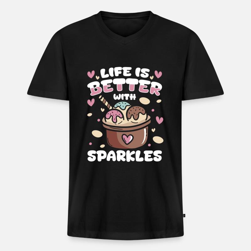 Eiscreme Waffel Eistüte - Männer Premium Bio T-Shirt mit V-Ausschnitt - Schwarz