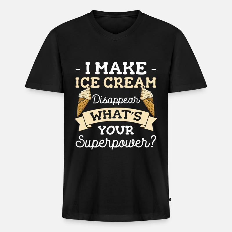 Eiscreme Eiskugel Naschen Speiseeis - Männer Premium Bio T-Shirt mit V-Ausschnitt - Schwarz