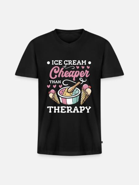 Ice Cream, Sweet, Snacking - Men's Premium Organic T-shirt with V-neck - black