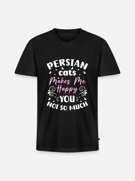 Katze Katzendame Katzenfreund - Männer Premium Bio T-Shirt mit V-Ausschnitt - Schwarz