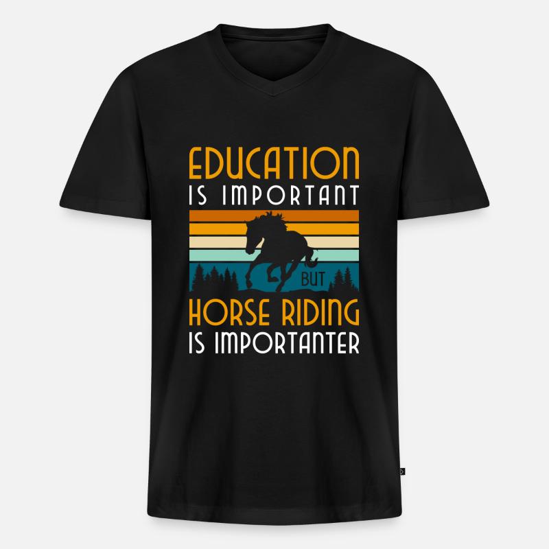 Pferd Hobby Pferdemädchen Springreiten - Männer Premium Bio T-Shirt mit V-Ausschnitt - Schwarz