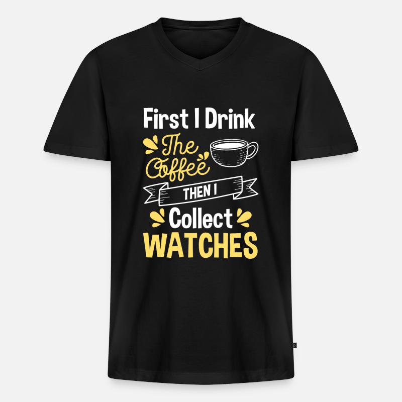 Uhrenliebhaber Uhrmacher Chronometer Schweizer - Männer Premium Bio T-Shirt mit V-Ausschnitt - Schwarz