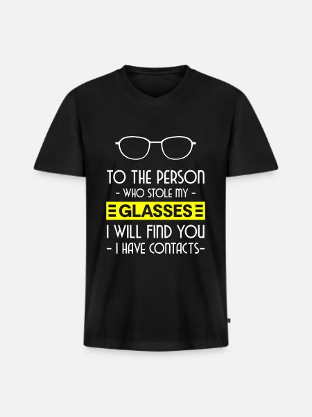 Glasses Short-sighted Lenses Optics - Men's Premium Organic T-shirt with V-neck - black