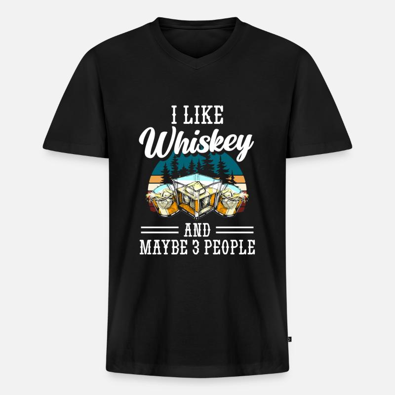 Schnaps Kellner Bar - Männer Premium Bio T-Shirt mit V-Ausschnitt - Schwarz