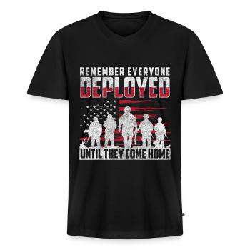 Drapeau militaire Démonstration du service militaire - T-shirt encolure en V Premium bio Homme - noir - Devant - Nico (187cm)