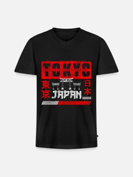 Japan Manga Tokyo - Men's Premium Organic T-shirt with V-neck - black