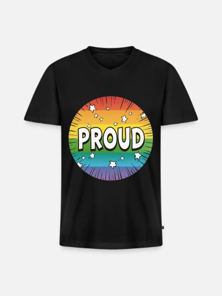 Fierté LGBTQ - T-shirt encolure en V Premium bio Homme - noir