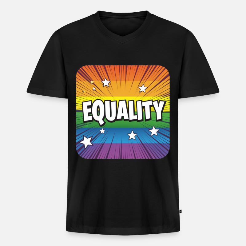 LGBTQ Equality - Männer Premium Bio T-Shirt mit V-Ausschnitt - Schwarz