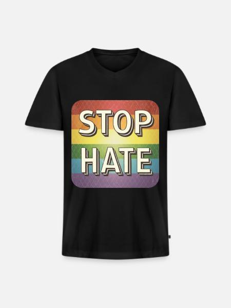 LGBTQ Stop Hate - Men's Premium Organic T-shirt with V-neck - black