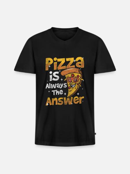 Pizza Italy Cheese - Men's Premium Organic T-shirt with V-neck - black
