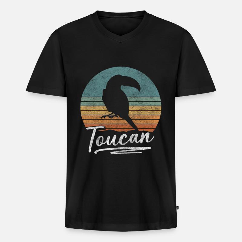 Tukan Wildvogel Papagei - Männer Premium Bio T-Shirt mit V-Ausschnitt - Schwarz