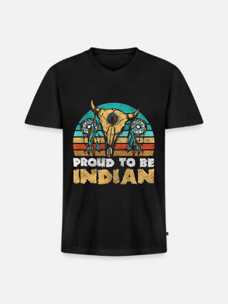 Ureinwohner Federschmuck Tot Symbole - Männer Premium Bio T-Shirt mit V-Ausschnitt - Schwarz