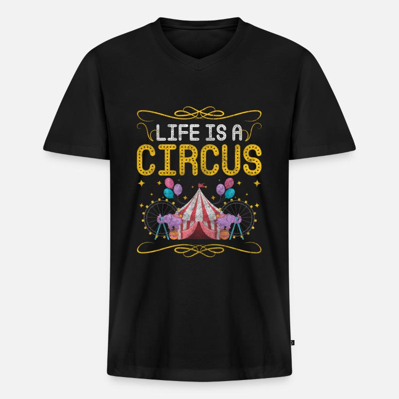 Zirkus Affen Affenzirkus - Männer Premium Bio T-Shirt mit V-Ausschnitt - Schwarz