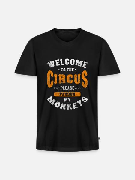 cirkus, tält, kul, show, idioter - Ekologisk premium-T-shirt med V-ringning herr - svart