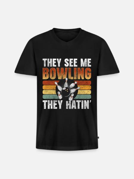 Bowler Strike Split Leisure - Men's Premium Organic T-shirt with V-neck - black