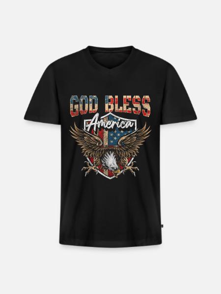 America Flag Eagle American - Men's Premium Organic T-shirt with V-neck - black