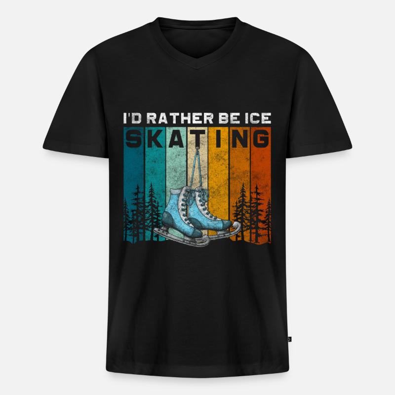 Schlittschuhe Hobby - Männer Premium Bio T-Shirt mit V-Ausschnitt - Schwarz