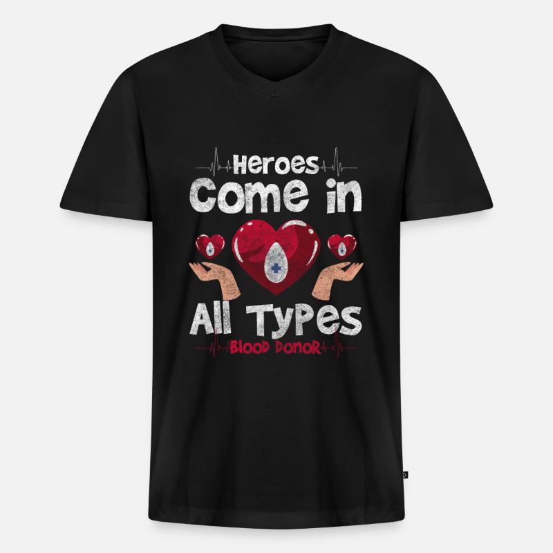 Blutspende Spender Menschen Ehrenamt - Männer Premium Bio T-Shirt mit V-Ausschnitt - Schwarz