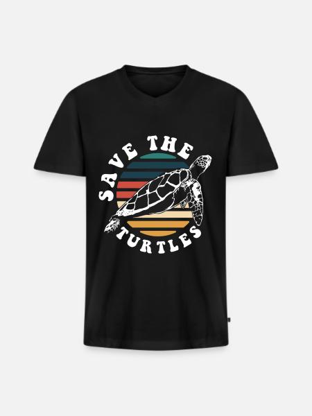 Turtles Animal Pet - Men's Premium Organic T-shirt with V-neck - black