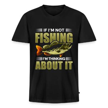 Pêche Pêche Leurre de pêche sportive - T-shirt encolure en V Premium bio Homme - noir - Devant - Nico (187cm)