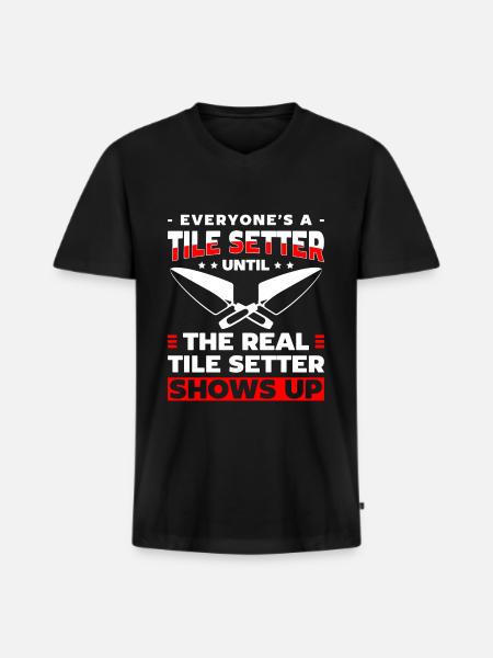 Tiler Construction Worker Ceramics - Men's Premium Organic T-shirt with V-neck - black