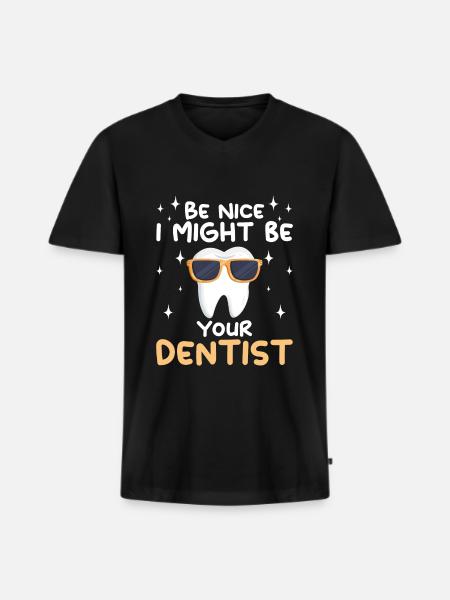 Dentiste Assistant Dentaire Médecine - T-shirt encolure en V Premium bio Homme - noir