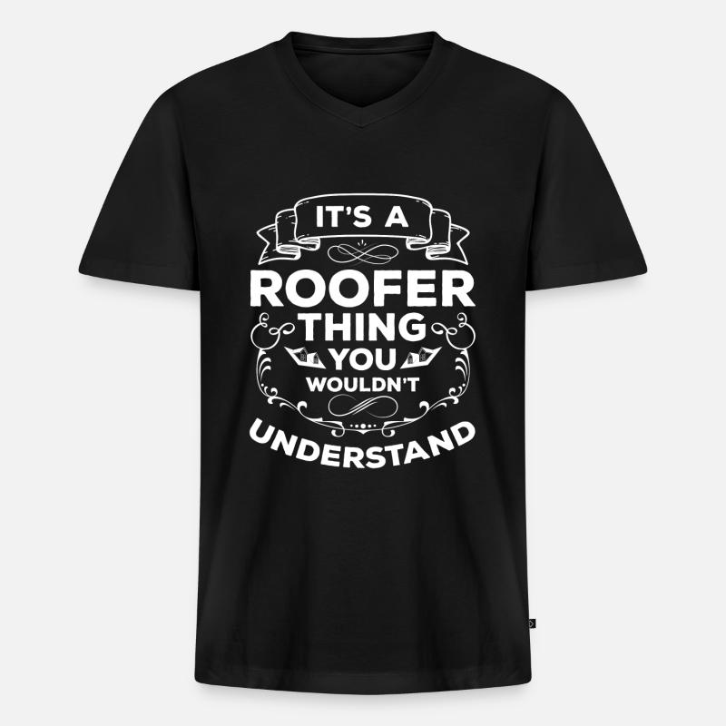 Handwerker Dach Handwerk Leyendecker - Männer Premium Bio T-Shirt mit V-Ausschnitt - Schwarz