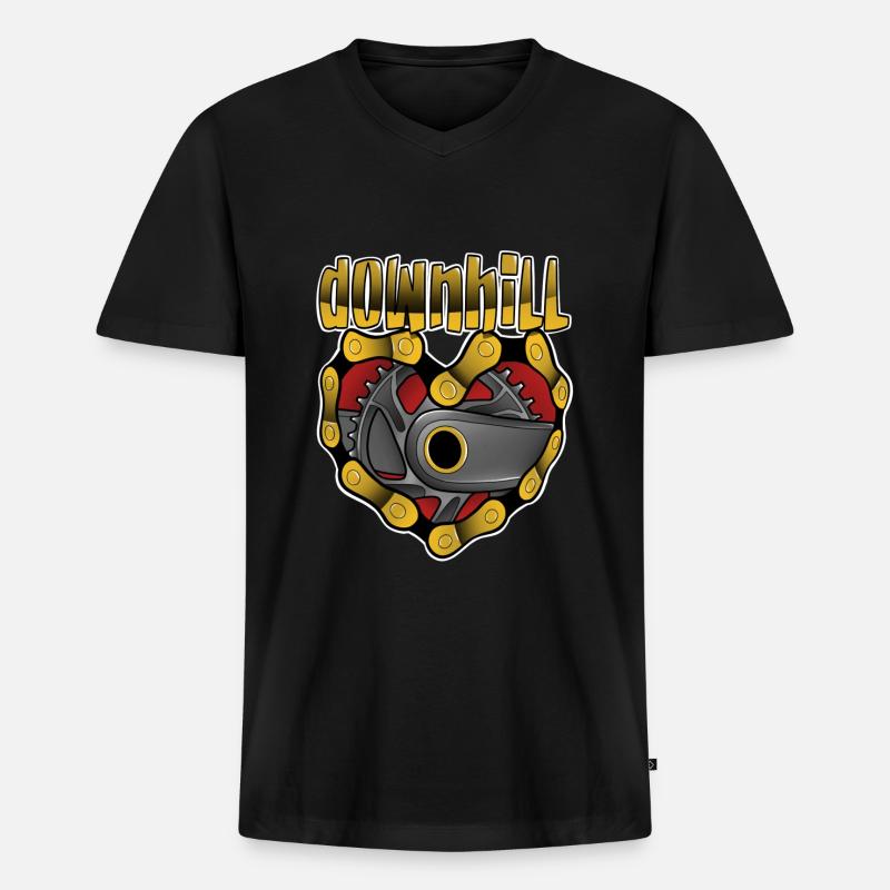 Bergab - Männer Premium Bio T-Shirt mit V-Ausschnitt - Schwarz