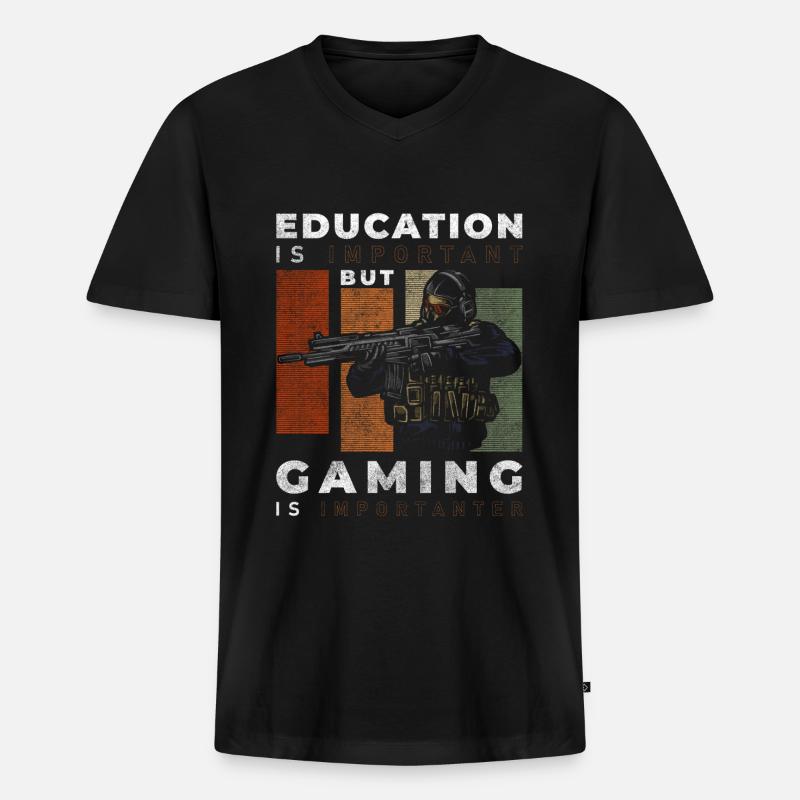 Gamer PC Masterrace Grafik Controller - Männer Premium Bio T-Shirt mit V-Ausschnitt - Schwarz