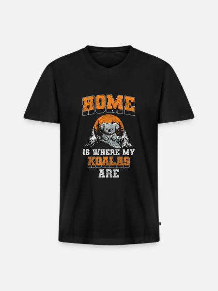 Koalabär Zoo Down Under - Männer Premium Bio T-Shirt mit V-Ausschnitt - Schwarz