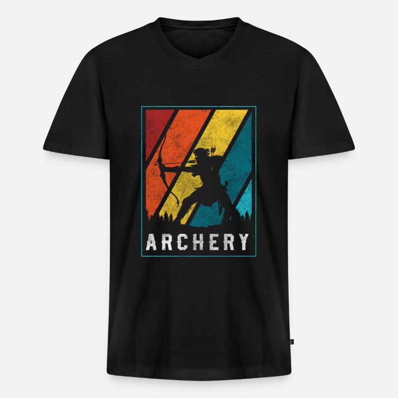 Bogenschießen Zielschießen Treffer - Männer Premium Bio T-Shirt mit V-Ausschnitt - Schwarz