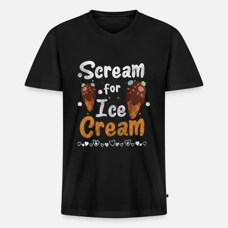 Eiscreme Eisdiele - Männer Premium Bio T-Shirt mit V-Ausschnitt - Schwarz