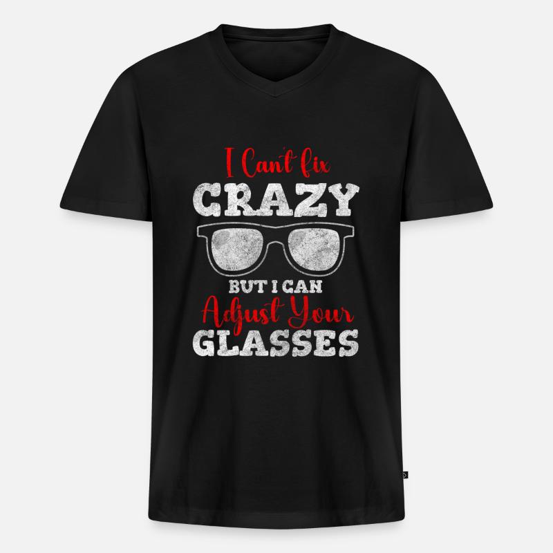Sehhilfe Brillenschlange - Männer Premium Bio T-Shirt mit V-Ausschnitt - Schwarz
