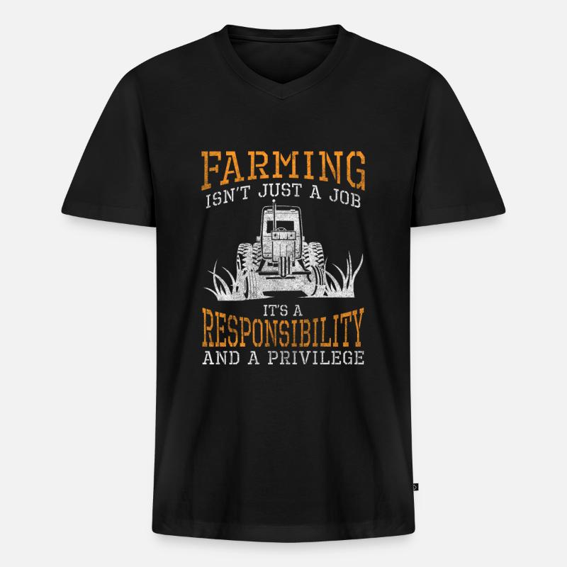 Bauer Bauernhof Mistgabel Berufung - Männer Premium Bio T-Shirt mit V-Ausschnitt - Schwarz