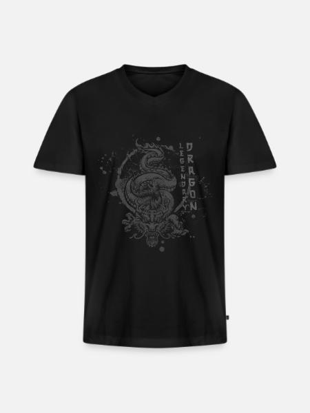 Code d’honneur des dessins d’Asie - T-shirt encolure en V Premium bio Homme - noir
