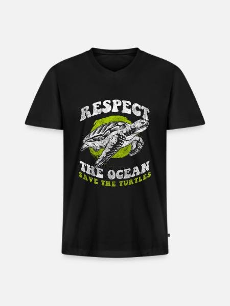 Turtle Reptile Cute - Men's Premium Organic T-shirt with V-neck - black