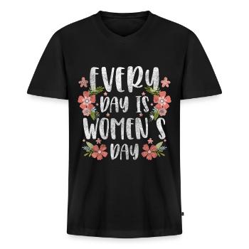 Frauentag Feiertag Frauenrechte Ehrentag - Männer Premium Bio T-Shirt mit V-Ausschnitt - Schwarz - Vorne - Nico (187cm)