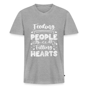 Consultante Helper Diet Fruit - T-shirt encolure en V Premium bio Homme - gris chiné - Devant
