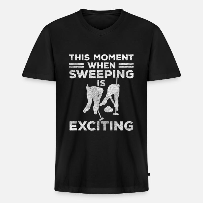 Curling Team Stöcke - Männer Premium Bio T-Shirt mit V-Ausschnitt - Schwarz