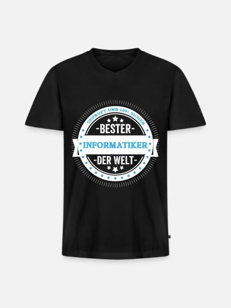 Geprüft und 100% sicher - Männer Premium Bio T-Shirt mit V-Ausschnitt - Schwarz